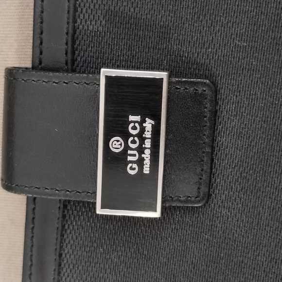 GUCCI BLACK CANVAS & LEATHER LONG SNAP CLOSURE DUAL-OPENING WALLET ~ AUTHENTIC - Picture 5 of 13